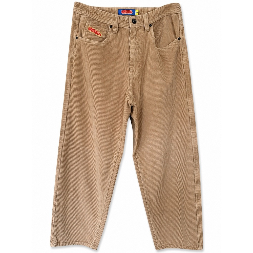 Empyre Relax Wide Wale Corduroy Skater Jeans Baggy Wide Leg Y2K Khaki Tan 30